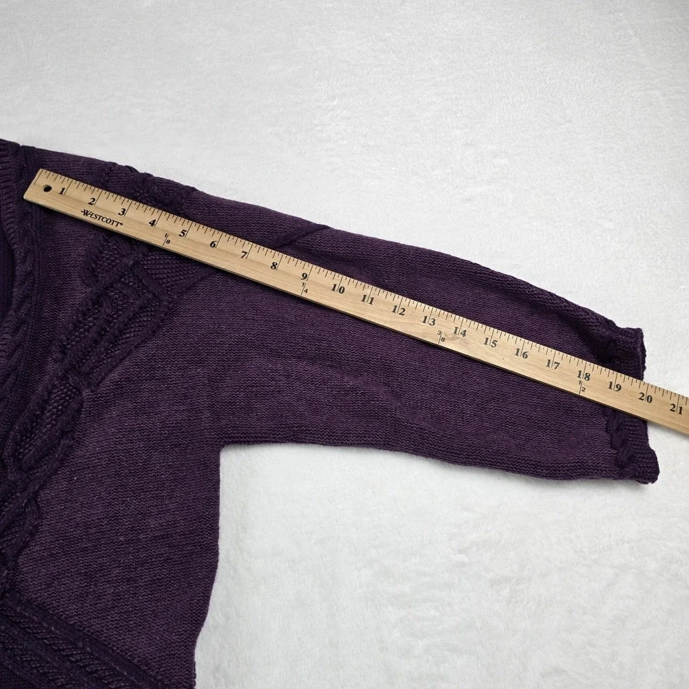 Foxcroft Cardigan Sweater Purple Tonal Design Knit 3/4 Sleeve Women's Small - Picture 10 of 11